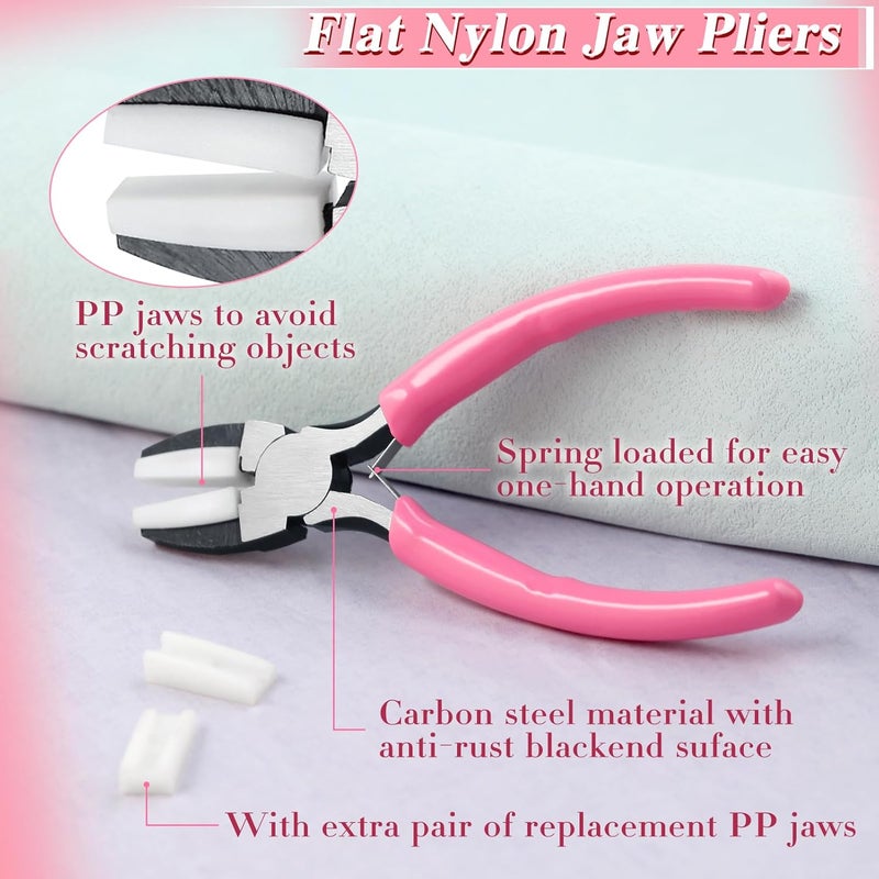 LEONTOOL Flat Nose Pliers for Jewelry Making with 2 Replacement Tips, 5 Inch Soft Jaw Pliers with Consistent Grip, Wire Straightener for Beading, Looping, Gripping, Shaping - Image 3